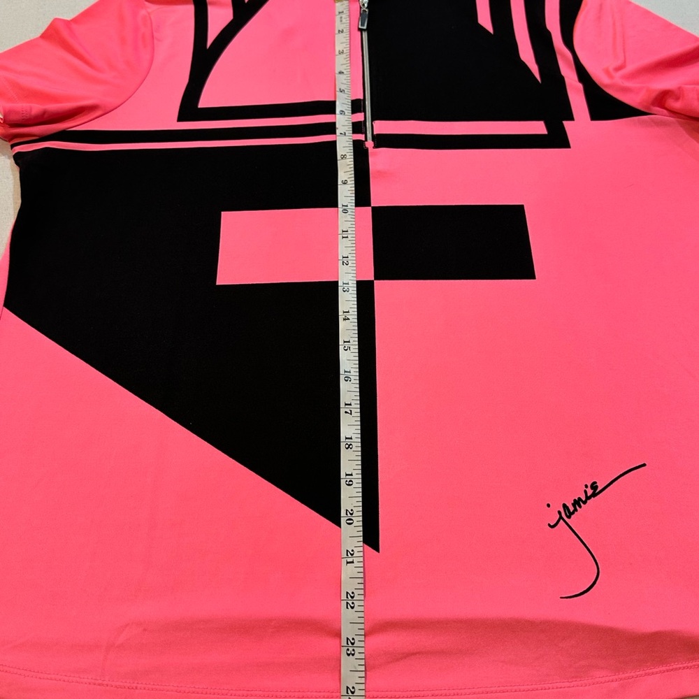 Jamie Sadock Women’s XL Pink Black Geometric Golf Top 1/4 Zip Studded Collar - Picture 5 of 16